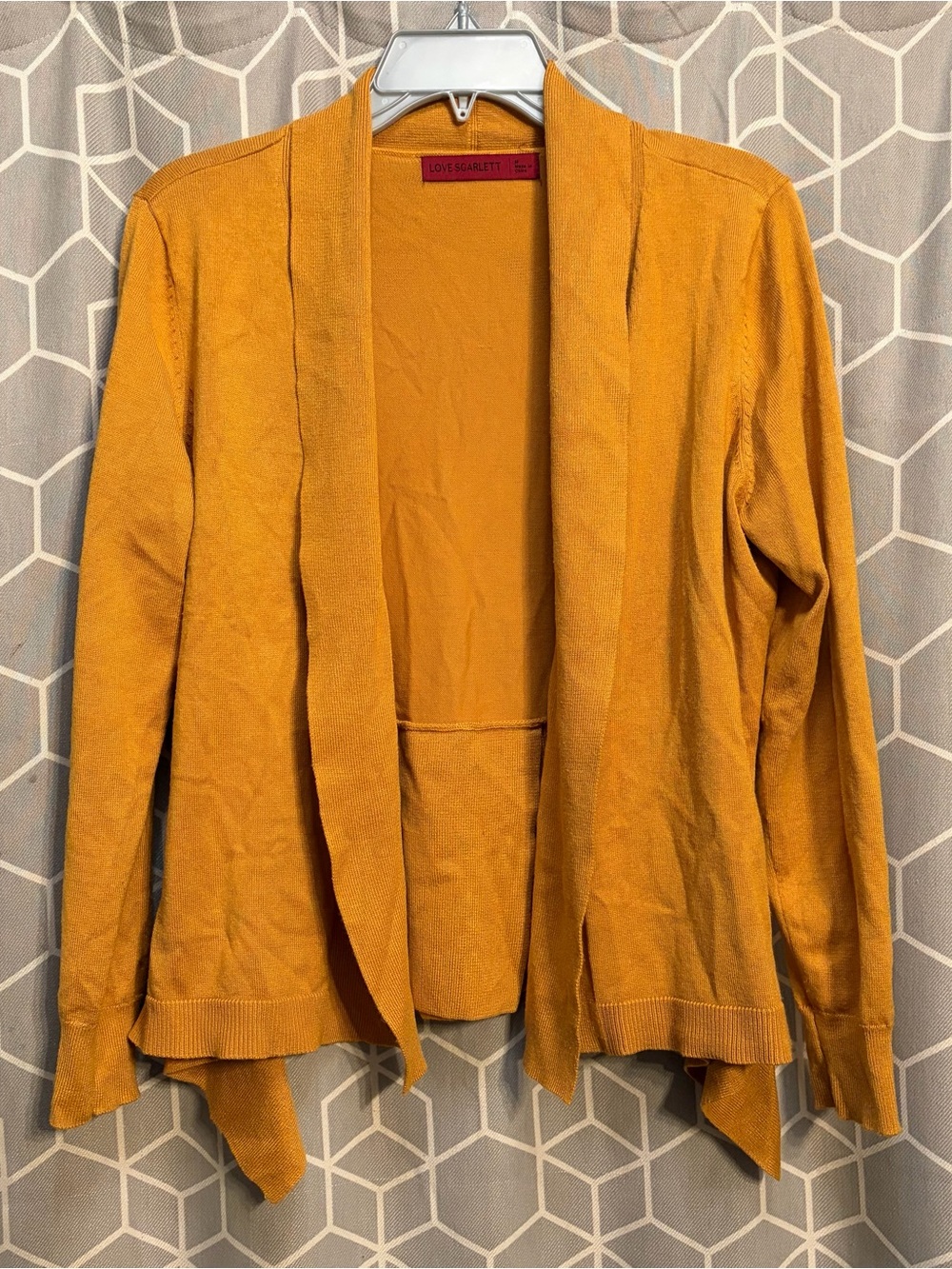 Love Scarlett Mustard Open-Front Draped Cardigan
